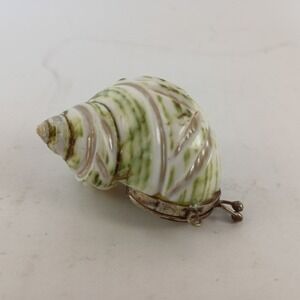 Antique Victorian Seashell Silver Hinged Ornate Snuff‎ Perfume Bottle Pendant